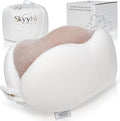 Women's Small Fitted Neck Pillow for Traveling, Memory Foam Travel Pillow, Travel Neck Pillows for Airplanes, Travel Essentials for Flying, Plane Pillow in Taupe and White