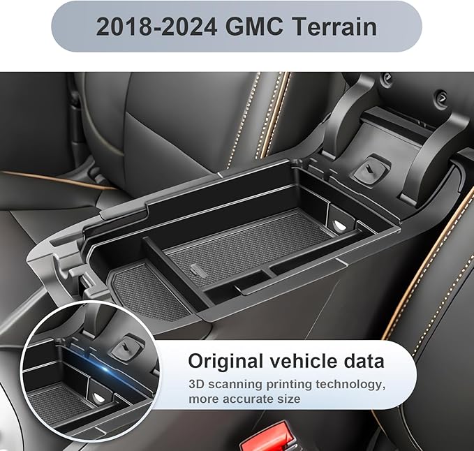 SKTU for 2018-2024 GMC Terrain Accessories Center Console Organizer 2018-2024 Terrain SL/SLE/SLT/AT4/Denali Console Tray GMC Terrain 2023 2024 Accessories 2024 Terrain Middle Console Organizer