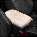 Furry Auto Center Console Cover Pad, 11.8"x7.8" Fluffy Soft Sheepskin Wool Armrest Cushion, Car Interior Accessories for Women and Men (White/Yellow)