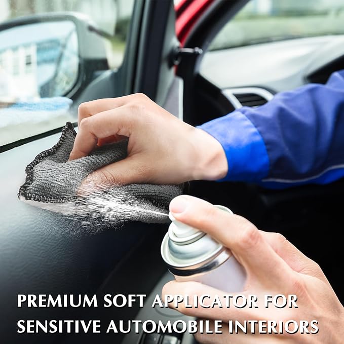 Mudder 8 Pcs Car Interior Scrubbing Sponge 5'' x 3'' Fiber Car Wax Applicator pad Household Cleaning Sponges for Leather Car Seat Couch Cleaning (Gray White)