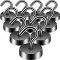Neosmuk Magnetic Hooks, Cruise Ship Essentials, 40lb+ Heavy Duty Magnetic Hooks for Cruise Cabins, Refrigerator, Grill, Hanging, and Travel | Extra Strong Must-Haves Magnet Hook,Gunmetal,Pack of 10