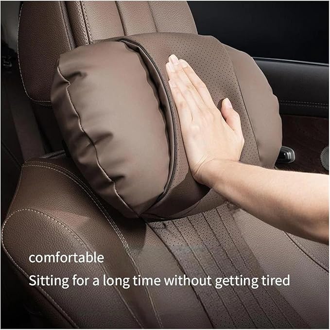 1/2PCS PU Leather Car Neck Pillow & Lumbar Support Cushion, Breathable Universal Seat Headrest Waist Pad, Soft Support Cushion for Daily Driving and Travel(A Style headrest)