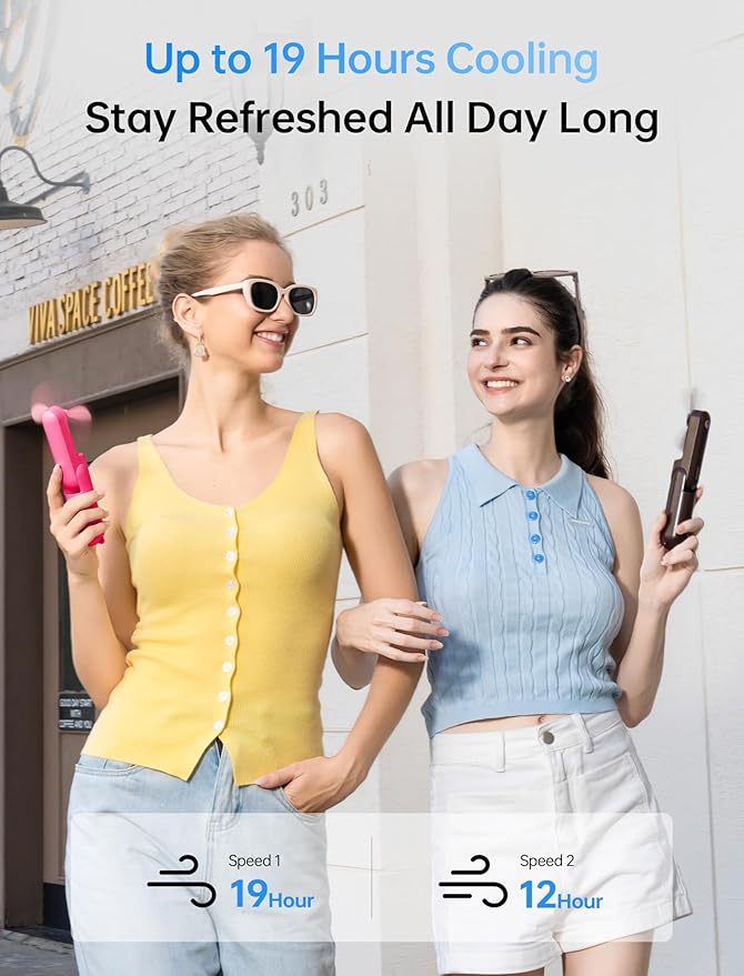 JISULIFE 3 IN 1 Handheld Mini Fan - Portable Fan & Power Bank & Flashlight, 19H Max Cooling, USB Rechargeable, Pocket-Sized for Travel, Cruise, Concerts, Makeup, 2026 Summer Gifts for Women(Fuchsia)