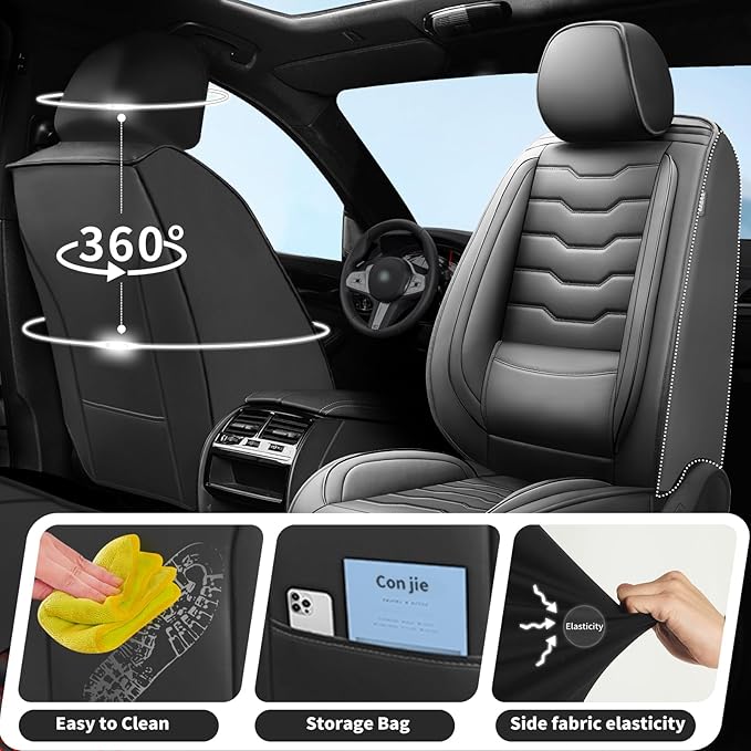 Fit FJ Cruiser Car Seat Covers Full Set Premium Leather for Toyota Fj Cruiser 2007-2014. Waterproof， Breathable，Scratch-Resistant & All-Weather Seat Cushion Protector (5 Seats,Black)