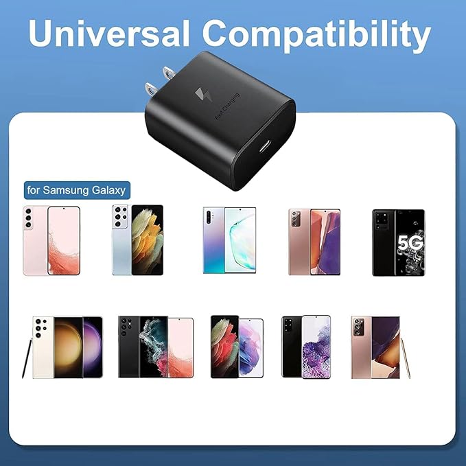 45W Fast Charger, USB C Port Adapter, Wall-Mounted Cube Charging Block.Type-c Mobile Phone Charger with C to C Cable is Suitable for Samsung S25/S24/S23/S22/S21, Galaxy, and More. (Black, 4-pack-45w)