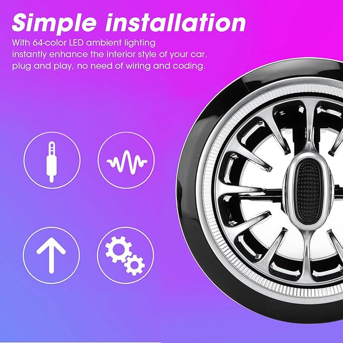 C238 Vent Led Kit,W213 Air Vent Ambient Light,6pcs 64 Color Front LED Turbine Air Vent Ambient Light Kit Replacement for Benz EClass W213 C238 20172021