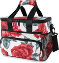 Red Rose Flower Cooler Bag Insulated Cooler Soft Sided Cooler 24 Can Portable Picnic Bag Large Leakproof Lunch Bag Box for Beach Grocery Camping Travel Car Men Women