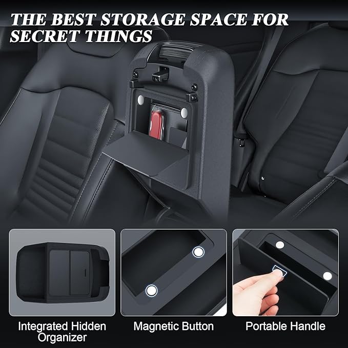 BIBIBO for 2025 2026 Sportage Center Console Cover Kia Sportage (SX/SX Prestige/X-Pro/X-Pro Prestige) Silicone Arm Rest Cover w/Hidden Storage Box 2025 Sportage Armrest Secret Compartment