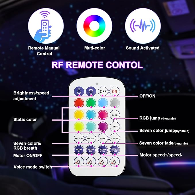 Small Size Fiber Optic Starlight Headliner Kit, Shooting Stars + Twinkle + Sound-Activated APP& Remote Control Starlight Engine for Car Home, 350pcs 9.8ft
