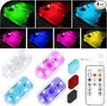4Pcs LED Interior Car Lights with Remote,7 Colors Sync to Music Ambient Lighting Car Interior with 6 Bright LED Lamp Beads,Portable USB Rechargeable Car Interior Led Night Light for Car Decoration