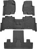 Powerty Floor Mats for 2018-2024 Ford Expedition with 2nd Row Bucket Seats Accessories All Weather Floor Liner 3D TPE 1st & 2nd Row Floor Mat Heavy-Duty Floor Liners