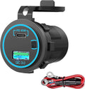 45W PD & 18W QC3.0 USB Laptop Car Charger Power Socket, Marine Type-C/USB C Port Fast Charging Adapter, 12V USB Power Outlet with ON/Off Switch Button Waterproof Cover for Boat RV Truck Golf (Blue)