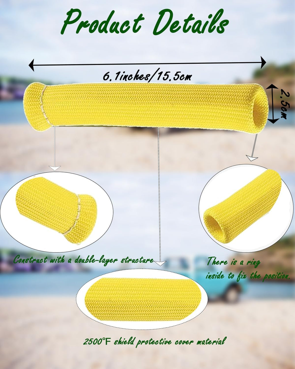 Spark Plug Wire Heat Shield - 8 PCS 2500° Spark Plug Wire Boots Protector, 6 Inches Spark Plug Heat Sleeve Protection Cover Replacement for LS1 / LS2 SBC BBC 350 454 Car Truck, Yellow