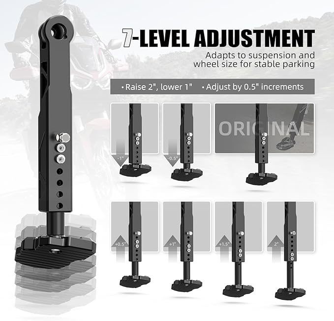 NICECNC Black Adjustable Side Stand Kickstand Compatible with Honda CRF1100L Africa Twin 2020-2026, CRF1100L Africa Twin Adventure Sports 2020-2026, Replacement for 50530-MKS-E01