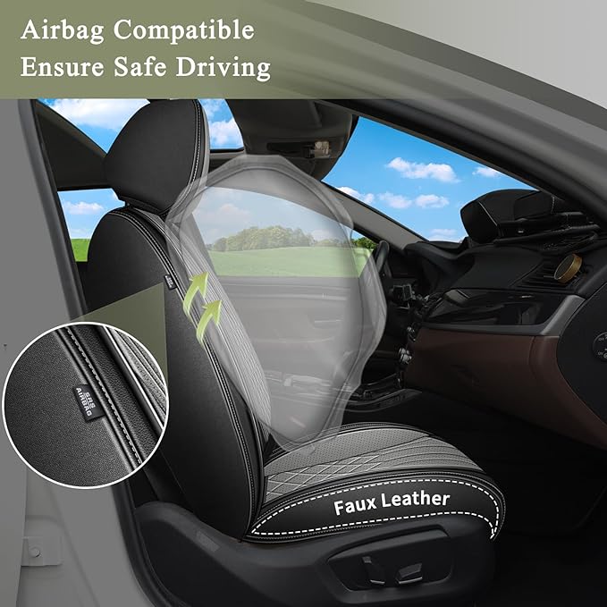 Car Seat Covers Front Pair for Toyota Venza 2009-2021: Breathable Perforated Leather Seat Cover (Black & Grey)