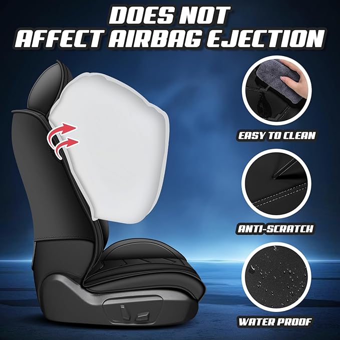 Car Seat Covers for Ford Expedition 2000-2025, Premium Nappa Leather Car Seat Cover, Stylish Sport Seat Covers， Automobile Seat Cover Sets.(Standard 2 Seats/Pure Black)