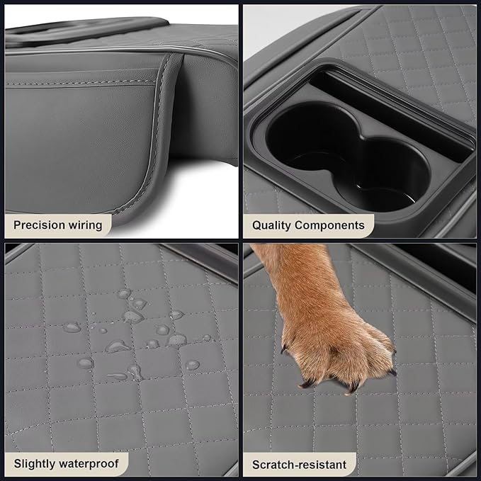 Center Console Cover Fit for Venza Faux Leather Car Armrest Cushion with Storage Bags, Cup Holder ＆ Phone Storage Multifunctional Middle Console Cover(Grey)
