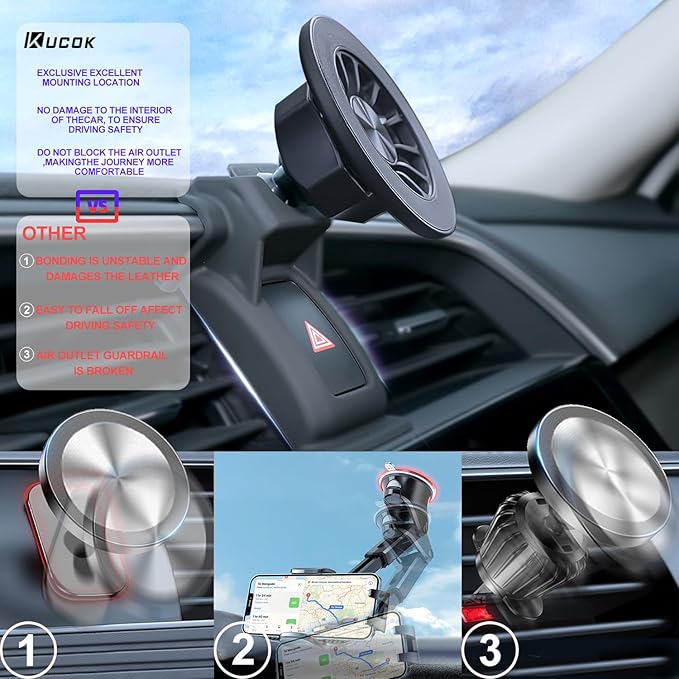 for MagSafe GLE/GLS Phone Mount, Exclusive Fit for 2025-2020 Mercedes-Benz GLE and GLS, for iPhone 17/16/15/14/13/12/Mini Series, Mercedes-Benz GLE&GLS Accessories