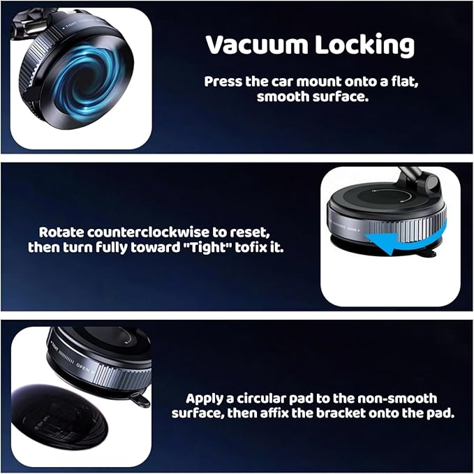 Upewefi 2026 Upgraded Car Phone Holder for Mag Safe, 3000gf Strongest Magnetic, 360° Adjustable Car Phone Holder, Phone Holders for Your Car (1pcs-Silver Black)