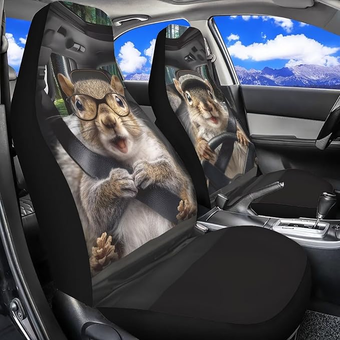 Funny Hamster Car Seat Cover Front Seats Only,Anti-Slip Driver Seat Cover Lightweight Vehicle Cushion Seat Cover Set for SUV Sedan Trucks Vans