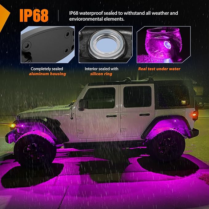 Nilight LED Rock Light 6PCS Pink Purple Underglow Wheel Well Fender Pods Waterproof Exterior Underbody Roof Rack Side Lamps for 12V 24V Car Truck Pickups ATV UTV SUV Motorcycle Boat