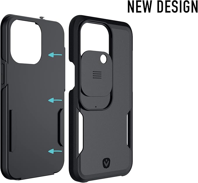 Spy-Fy iPhone 13 Pro Max Case with Camera Covers Front and Rear | Protect Your iPhone and Privacy | 6-Foot Drop Proof | 6,7 Inch | Camera Protection by Valenta Black