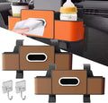 3-in-1 Car Backseat Organizer, 2026 Upgraded Multifunctional Car Seat Back Storage Box, Backseat Car Organizer with 2 Cup Holders, Tissue Box & Hooks, Universal Car Essentials (2Pack B)