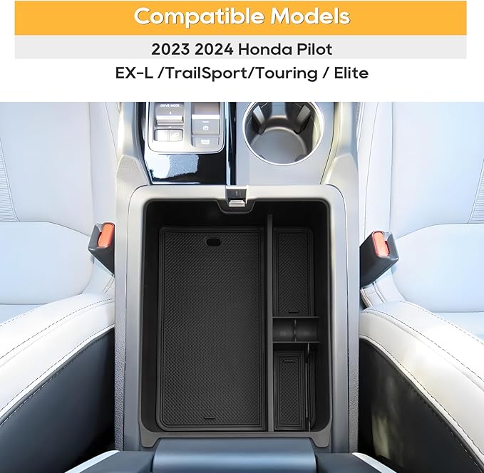 LFOTPP Center Console Organizer Compatible with 2023-2026 Honda Pilot/2024 2025 Ridgeline/2024-2026 Passport ABS Material Armrest Console Organizer 2026 Honda Trailsport Accessories