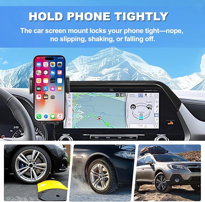 Car Phone Holder Fit for 2020-2025 Toyota Highlander Accessories Phone Mount 8-inch Screen Fixed Clip, Cell Phone Automobile Cradles Hands-Free 360 Degree Rotation Not Affect Air Vent