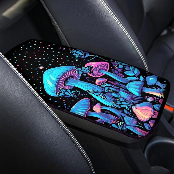 UNICEU Polka Dot Mushroom Car Accessories Car Center Console Armrest Cover Auto Interior Decor Neoprene Armrest Box Protector Cover Pad, Universal
