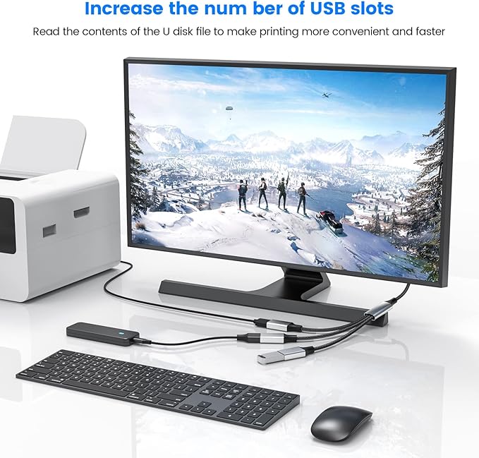 MOGOOD 3 in 1 USB Splitter Cable, Portable USB 2.0 Hub for Charging, Data Transfer, Laptop, Mac
