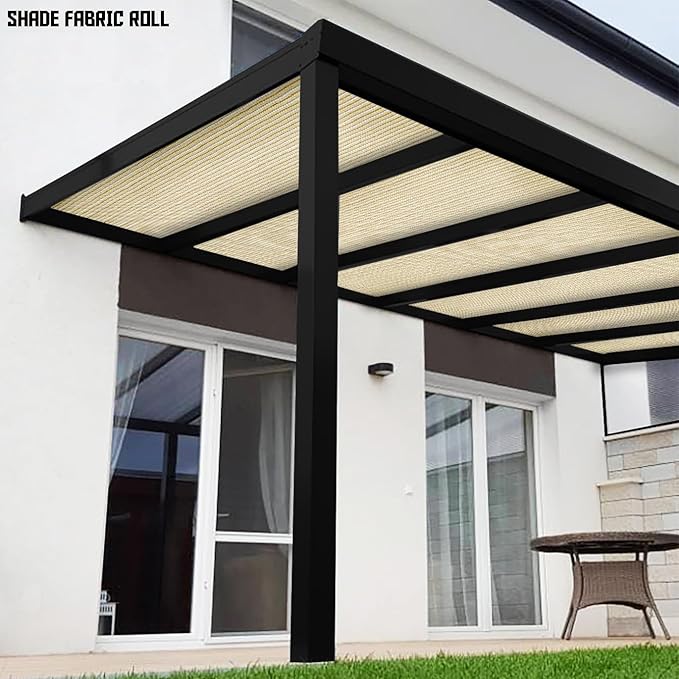 TANG Sun Shade Fabric Roll 8'x93' Shade Cloth for Garden Beige HDPE Mesh Shading Pergola Cover Replacement Canopy, 95% Blockage Sunshades for Outdoor Patio Backyard Plant