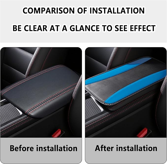 Stylish Car Center Console Cover,PU Leather Car Armrest Cover Prevent Scratches on Center Console,Universal Car Armrest Cushion Car Accessories Interior for Car SUV Truck (Blue)