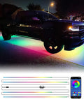 Partsam Car Underglow Neon Accent Strip Lights with APP Control Music Modes, Scene Options, Mic, DIY Wireless Control Underglow Led Lights Strips Adapter for Vehicle SUV Truck - 4 in 1