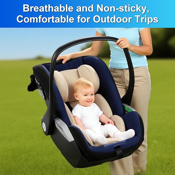 Infant Car Seat Insert – Breathable Head Support for Newborn to Toddler 0-3 Years, Soft Non-Sticky Baby Car Seat Cushion, Universal Carseat Insert Support for Stroller, Swing & Carrier