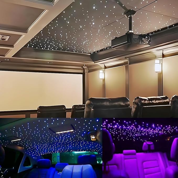 AKEPO Small Size 16W RGBW APP Twinkle Fiber Optic Lights, Music Activated 150pcs 0.03in 6.5ft/2m Optical Fiber Star Ceiling Light Kit for Car Truck Headliner Star/Home