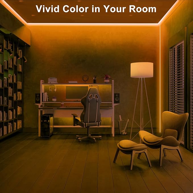 Tatazone 16.4ft 1800K COB Led Strip Lights with RF Remote, Dimmable Bright Adhesive Indoor Amber Led COB Light Strip for Cabinet, Painting, Room, Bed