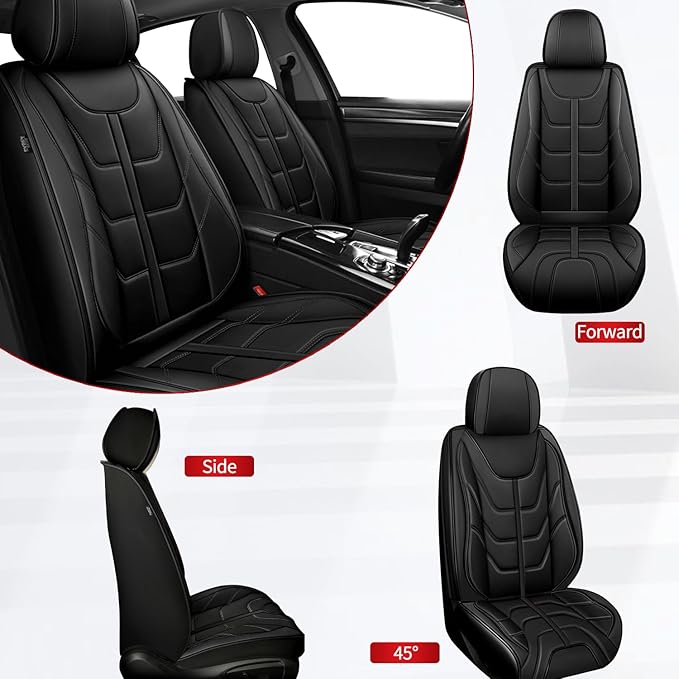 TTX LIGHTING Car Seat Covers fit for Honda Odyssey 2011-2026 Front Seat: Premium Leather Automotive Seat Cover with Airbag Compatible Waterproof (2 Seats, Black)