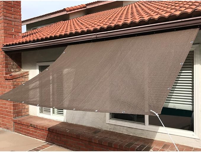 Alion Home Sun Shade Privacy Panel with Grommets and Hems on 4 Sides for Patio, Awning, Window, Pergola or Gazebo - Mocha Brown (10' X 18')