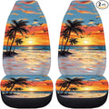 BIGCARJOB Hawaii Dusk Palm Car Seat Covers, Polyester, Universal Fit, Car, SUV, 2 Count, Front, Basic Protection, Customizable, Unique Printed