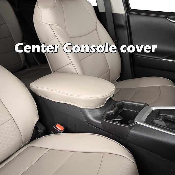 HKZ Fit RAV4 Car Seat Covers Set for 2019 2020 2021 2022 2023 2024 2025 Toyota RAV4 LE,XLE,XLE Premium,Limited - 5 Seats Full Set Leather(Beige)