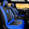 Fit Kicks Car Seat Covers Premium Leather Compatible with Nissan Kicks 2018 2019-2026 (5 Seats Full Set Waterproof Breathable All-Weather Seat Cushion Protector（5 Seats Blue & Black)