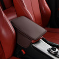 Thin Car Center Console Cover, PU Leather Armrest Cushion with 2 Side Storage Pockets, Universal Car Interior Accessories for Most Vehicles/SUV/Sedan (Thin-Pure Color, Coffee)