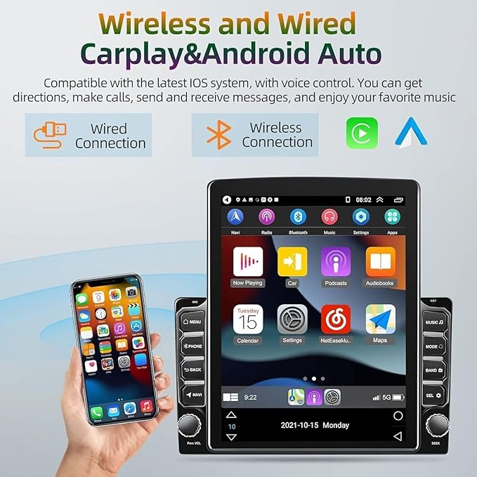 Android 14 Car Stereo Radio fit for Ford F150 F-150 2004 2005 2006 2007 2008 9.7" Touch Screen Car Radio Multimedia Player with Wireless Carplay & Android Auto WiFi Bluetooth GPS Backup Camera