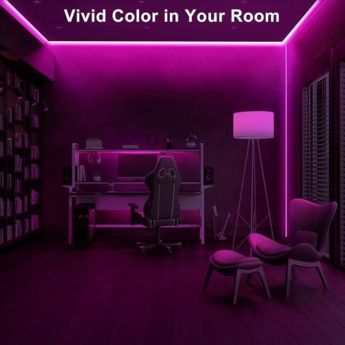 Tatazone 16.4ft Pink COB Led Strip Lights with RF Remote, Dimmable Bright Adhesive Indoor Led COB Light Strip for Cabinet, Painting, Room, Bed
