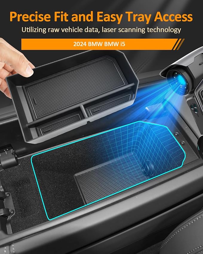 for BMW i5 Center Console Organizer for 5 Series i5 G60 G61 2024 2025 2026 Armrest Storage Box Tray for BMW 5 Series 530i, 530i xDrive 540i xDrive Accessories i5 G60 G61 Center Console Organizer