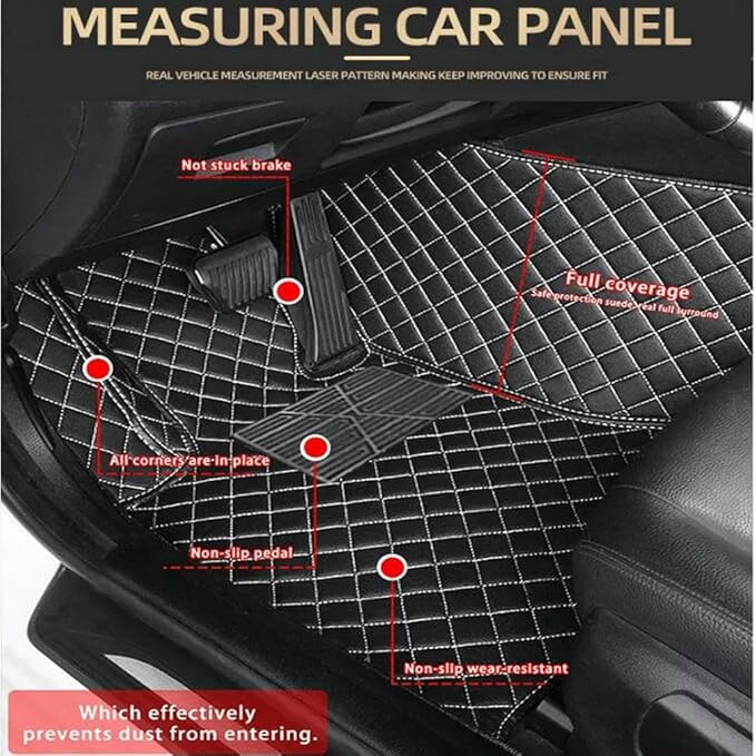 TREGOO All Weather Car Mats Custom Fit Non Slip Floor Mats for 1998-2025 Cars Personalized Leather Protection Pads Suitable for Men Women (Edge red, Middle Black, Beige)