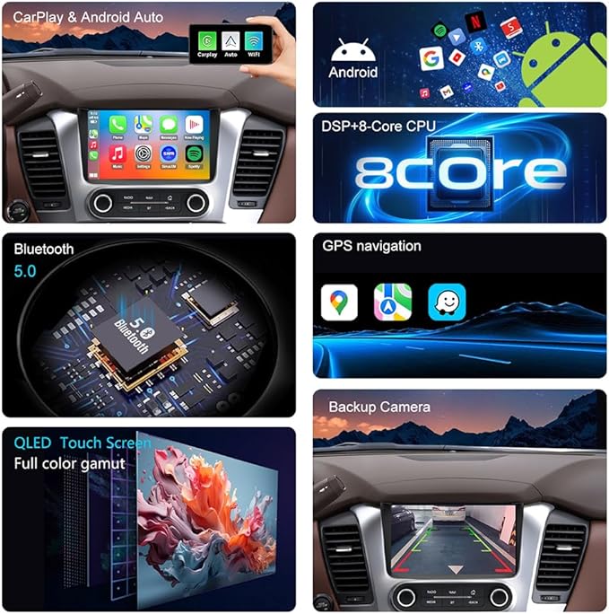 4G Network QLED Radio for GMC Yukon Chevrolet Chevy Tahoe Suburban 2015 2016 2017 2018 2019 Non-Bose Upgrade,8-Core Touch Screen Stereo,Wireless CarPlay & Android Auto