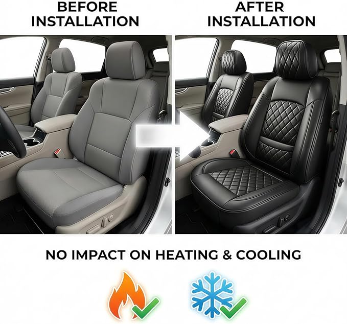 Fit for Venue Seat Covers Compatible with Hyundai Venue 2020-2026 - Waterproof Breathable Leather Automotive Seat Cushions Protector,Only 2 Front seat Covers(Black)