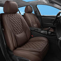 Car Seat Covers Front Seats Brown, Luxury Faux Leather Car Seat Cover Waterproof Non-Slip Protector Universal Fit for Most Cars SUVs Trucks Pick-ups,Car Accessories Interior(Brown-Front Seats)